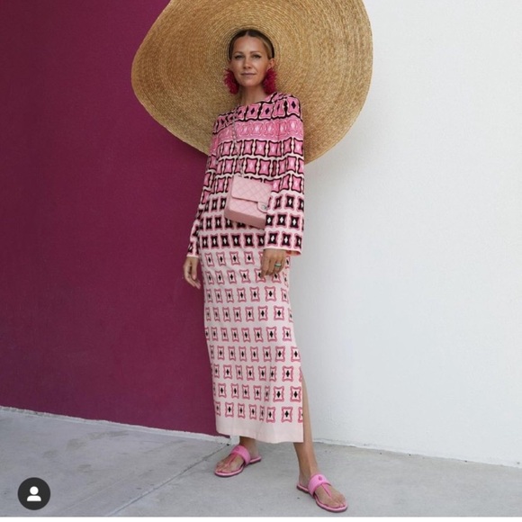 ZARA PINK GEOMETRIC PIRINT MAXI DRESS BLOGGER FAV - Picture 9 of 16